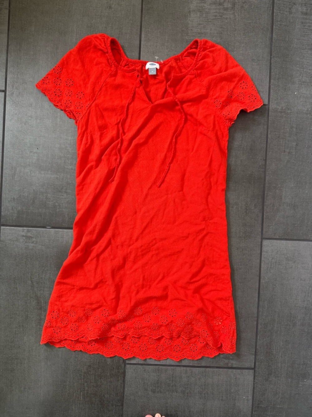 Old Navy | Poppy Red Eyelet Hem Shift Dress